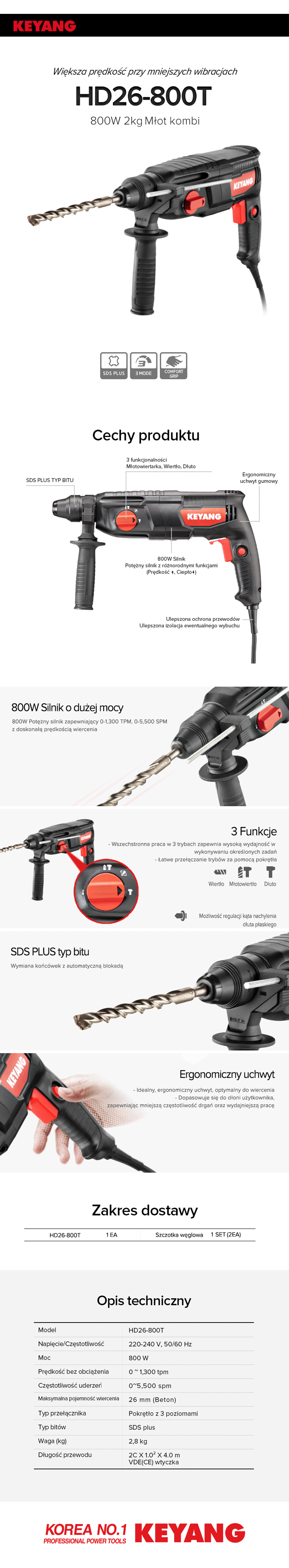 HD26-800T Młot kombi Keyang