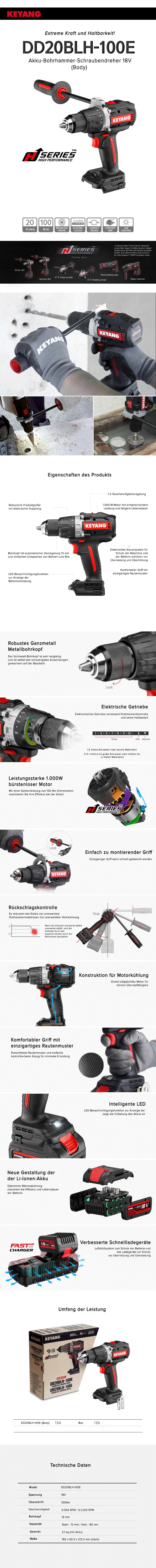 Keyang DD20BLH100E Akku-Bohrschrauber - BODY