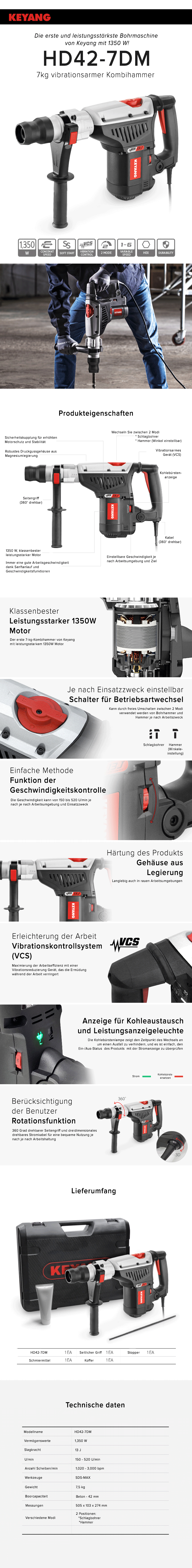 Keyang HD42-7DM Bohrhammer - 1,350 W