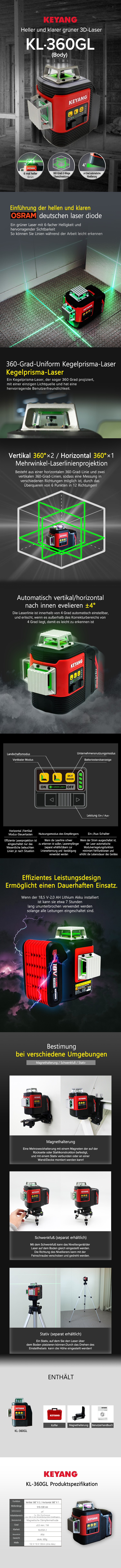 Keyang KL360GL Akku Kreuzlinienlaser BODY – Grün